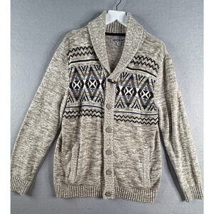 Silver Lake Aztec Cardigan Sz M Cotton Blend Shawl Neck Southwestern Beige